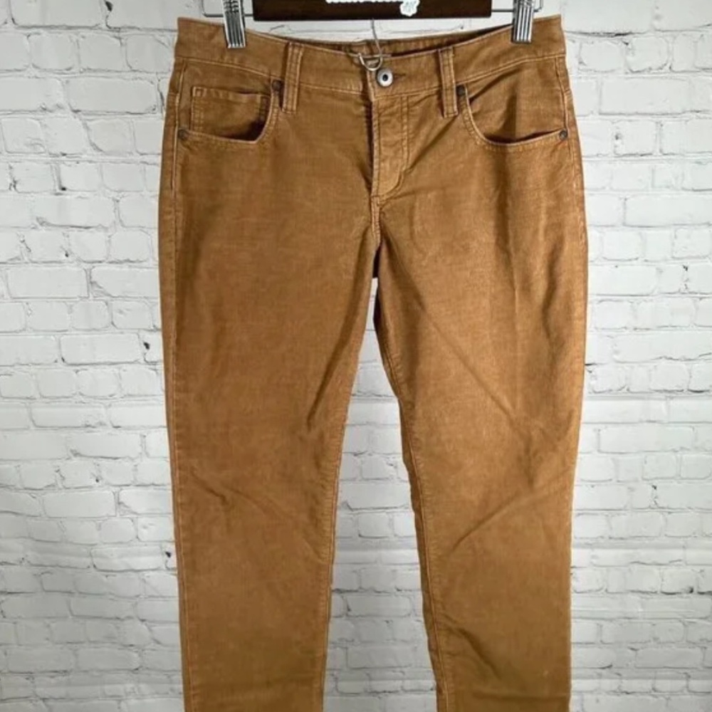 Carve Designs Brown Corduroy Mid Rise Straight Leg Raw Hem Pants Sz 0 (29x30.5).